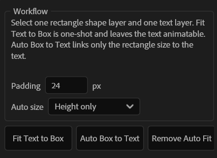 Pannello Auto Resize Text Box con padding e modalità di ridimensionamento