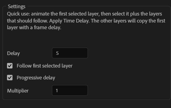 Impostazioni Time Delay con ritardo progressivo
