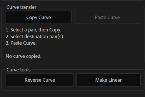 Comandi Copy Curve, Paste Curve, Reverse Curve e Make Linear