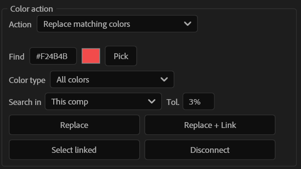 Palette Manager con ricerca e sostituzione dei colori corrispondenti