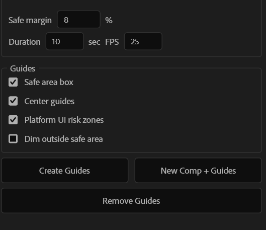 Impostazioni delle guide e delle zone sicure di Social Safe Area